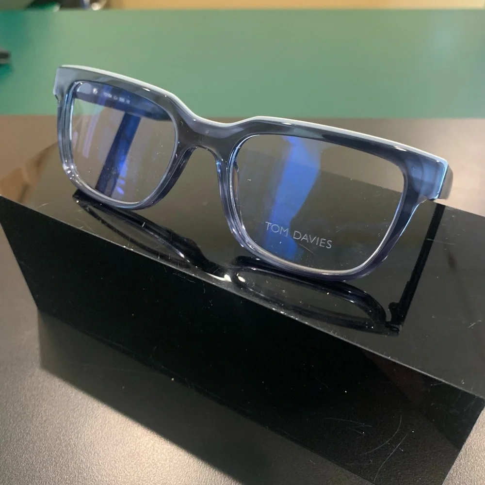 TOM DAVIES 704 Col 2055. Blue & Silver. 52mm Square Eyeglasses